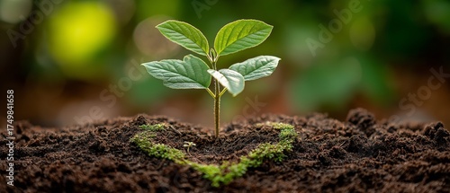 Tree seedlings emerging from heart-shaped soil