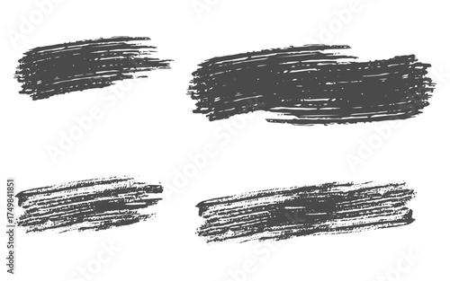 Straight line vector brush strokes. Black hand drawn stripes, smears. Chinese or Japanese calligraphy brushstrokes set. Illustrator set of grunge black paint brush strokes. All brush strokes are isola