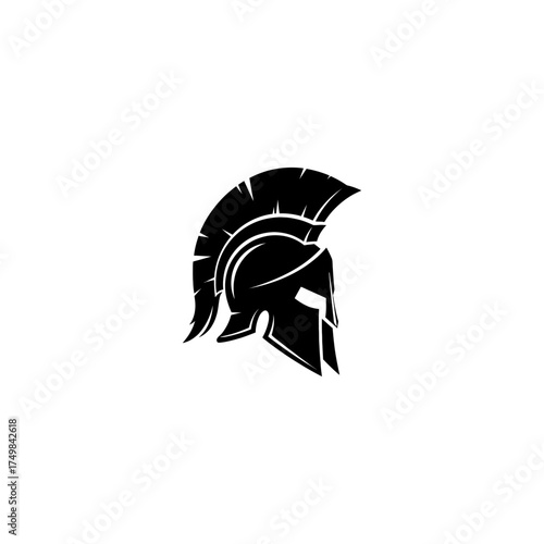 Black silhouette of a helmet with a mohawk design on white background