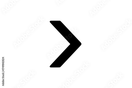 Isolated black right facing chevron icon
