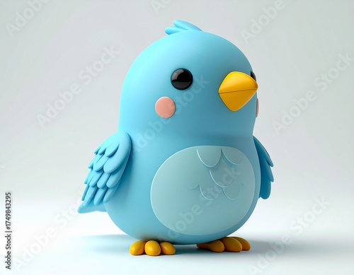 Cute Blue Bird: A charming depiction of a cuddly blue bird with big eyes, inviting viewers to a world of innocence, sweetness, and the pure joy of nature's simple beauty.