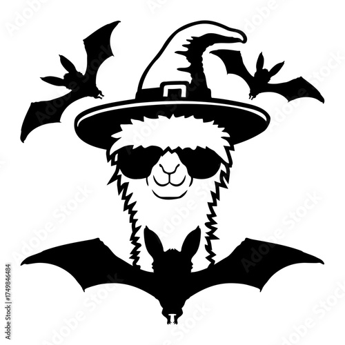 Llama Halloween Witch Hat Bats Cool Animal Party Spooky
