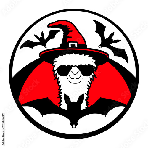 Llama Halloween Witch Hat Bats Cool Animal Party Spooky
