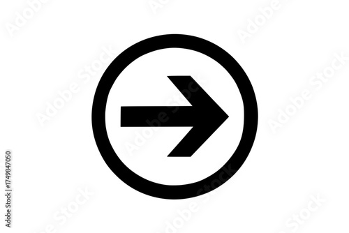 Black right arrow in circular icon for web navigation
