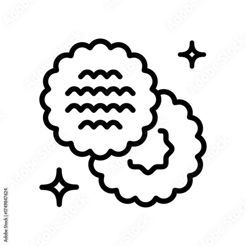 Cookie outline icon. Cracker, biscuit, snack symbol. Vector line icon isolated on white background.