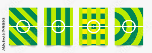 Soccer Field Pattern Bundle - Football Pitch Geometric Design Vector Set for Sports Background