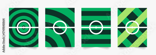 Soccer Field Pattern Bundle - Football Pitch Geometric Design Vector Set for Sports Background