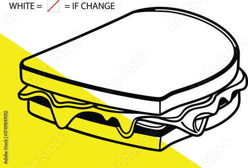 Simple black and white drawing of a delicious sandwich silhouette