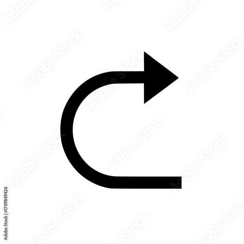 Black Curved Arrow Icon for Redo or Reply
