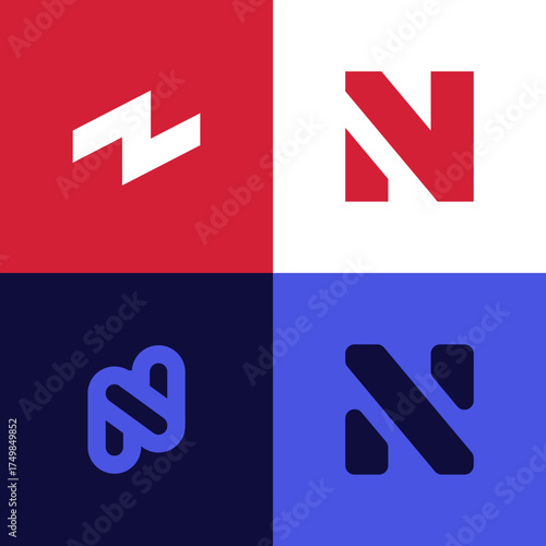 Letter N Logo Bundle - Modern Geometric Monogram Brand Identity Vector Set for Business