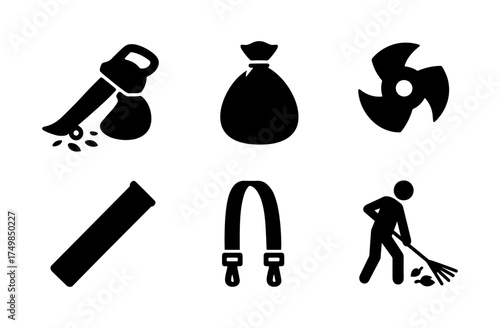 Silhouette icons of garden tools and accessories