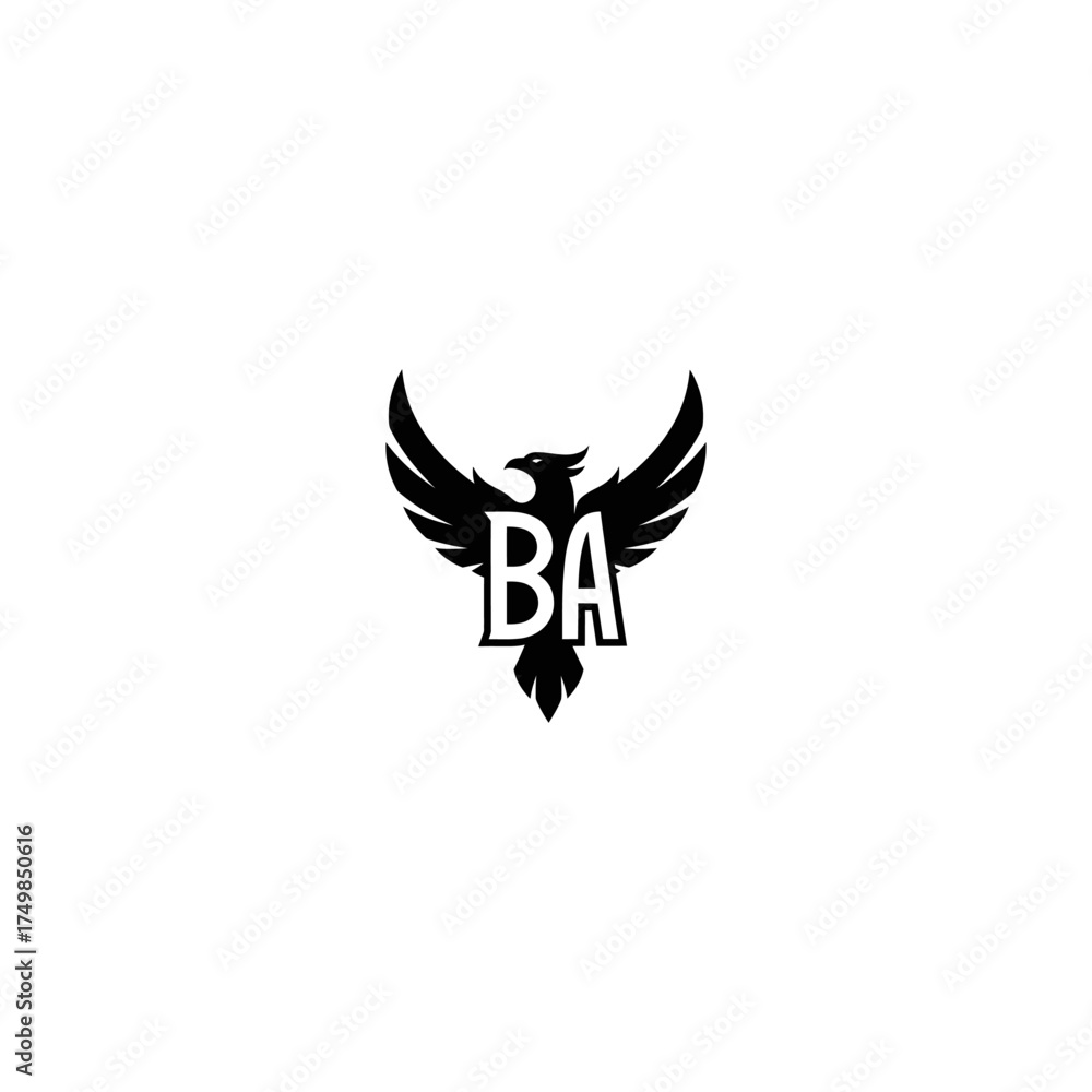 Fototapeta premium Illustration of a stylized black eagle with initials 