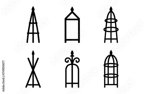 Minimalist black garden trellis designs set for elegant landscaping