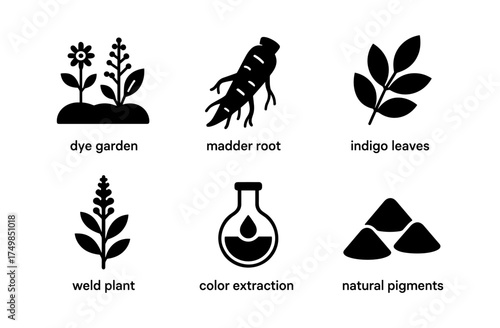 Natural dye elements: plant-based icons for sustainable design projects
