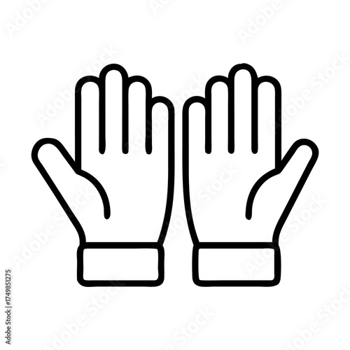 Simple line art icon of open hands reaching upwards in prayer or supplication