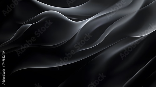 Smooth, flowing, dark fabric curves with soft white highlights.