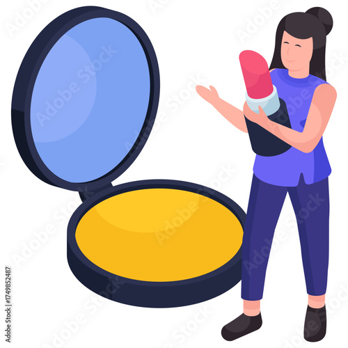 Conceptual isometric design illustration of beautician 