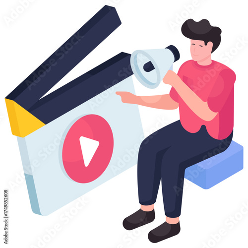 Modern design illustration of film director 