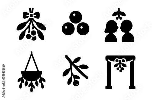 Silhouette mistletoe collection: romantic holiday icons and decorations