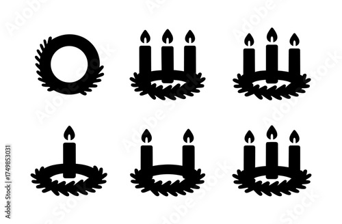 Advent wreath candle variations in modern flat design for holiday decor inspiration
