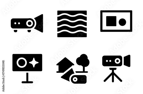 Minimalist icons for technology and vacation essentials