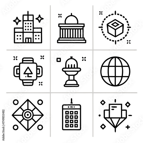 Collection of modern and abstract geometric icons