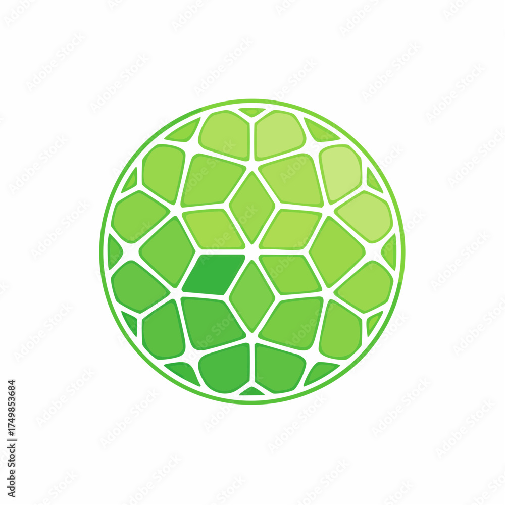 Fototapeta premium Abstract green sphere with geometric pattern design on white background