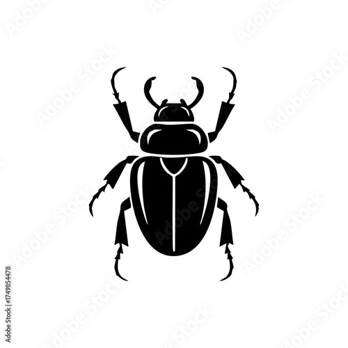 Detailed beetle design symbolizing nature, entomology, biodiversity, and natural life in minimalist style.

