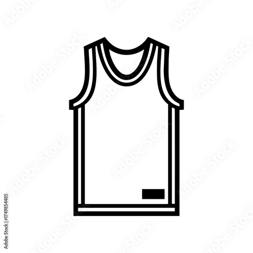 Simple black vector of a sleeveless basketball jersey representing sportswear, fitness lifestyle, and athletic fashion design.
