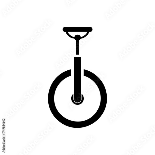 Simple graphic of a unicycle symbolizing balance, circus performance, minimal commuting, and individual mobility.
