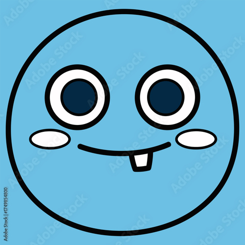 Cute Blue Smiley Face With Buck Tooth.