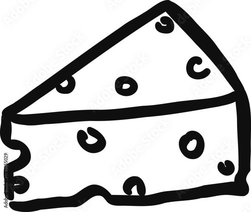 Whimsical cheese line art doodle. Whimsy dairy food. Vector illustration