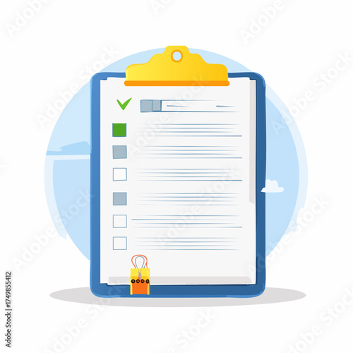 Clipboard checklist illustration complete task project management concept