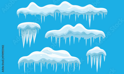 Beautiful icy illustrations of snow caps and icicles — perfect for winter themes, digital art, and festive designs. Add a chilling yet charming touch to your creative projects with these frozen visual
