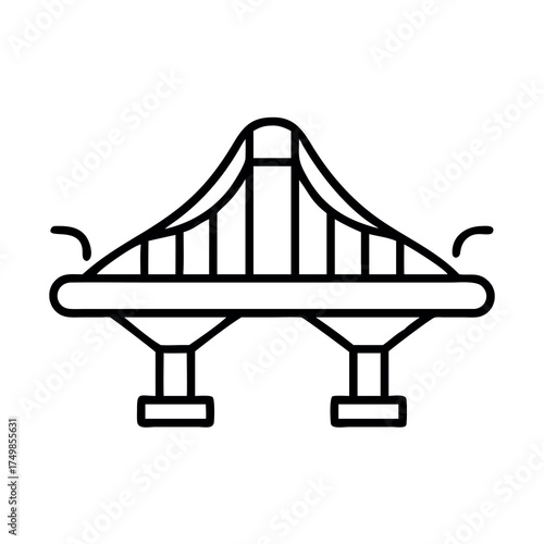 Stylized icon of a suspension bridge with towers and cables