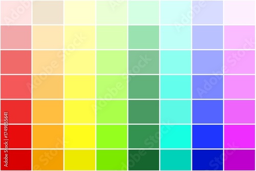 color chart with shades from light to dark, color swatch grid, full  palette chart for design and selection