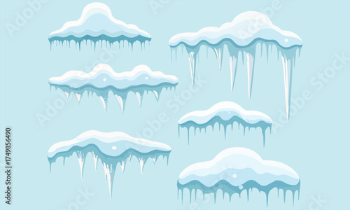 Beautiful icy illustrations of snow caps and icicles — perfect for winter themes, digital art, and festive designs. Add a chilling yet charming touch to your creative projects with these frozen visual