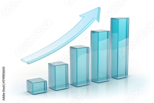 Free Download Blue Growth Chart with Increasing Bars and Arrow on White Background Trend - GFXLoad