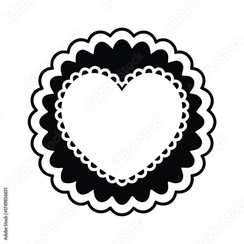 Delicate vintage lace heart doily decorative pattern for crafts and design
