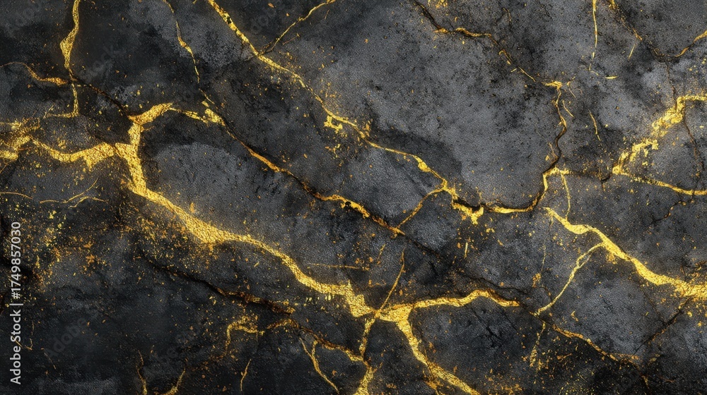 Obraz premium A moody marble surface with golden veins and grunge details, fused with faint financial motifs for an edgy opulence.