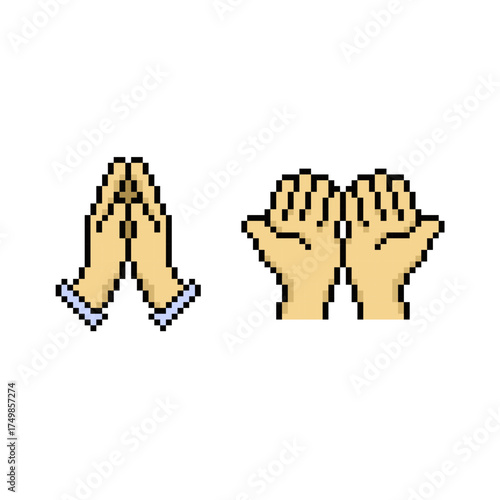 pray hand gesture pixel art