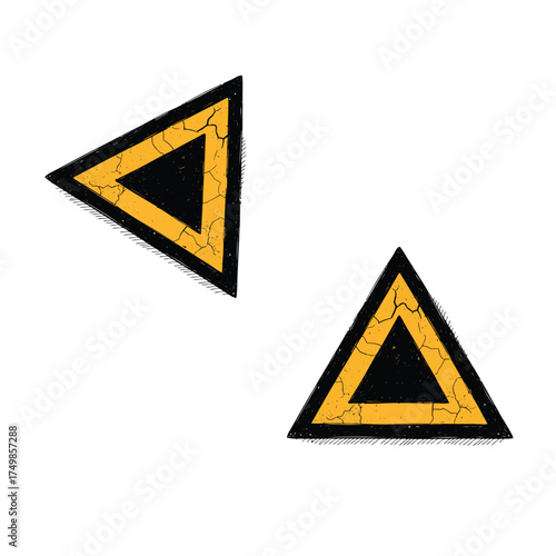 Pair of Vintage Black and Yellow Triangle Patches.