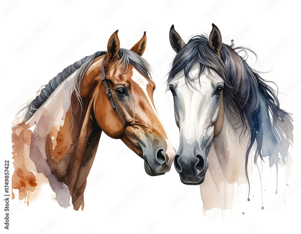 Obraz premium Two horses illustration