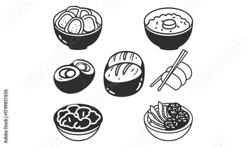 Assorted Hand-Drawn Food Items