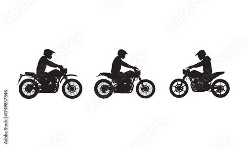 Motorcycle rider silhouettes set on white background vector design