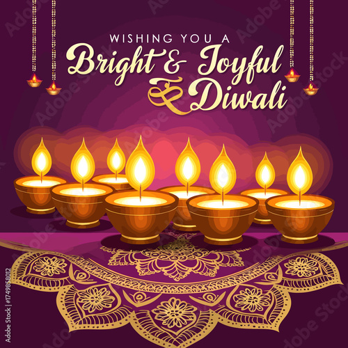 Happy Diwali - festival greeting and wishing card. 