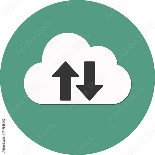 Cloud storage icon with upload and download arrows