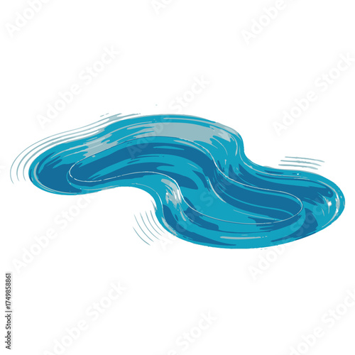 Abstract Blue Water Shape Splash Dynamic Liquid Motion Vector Illustration