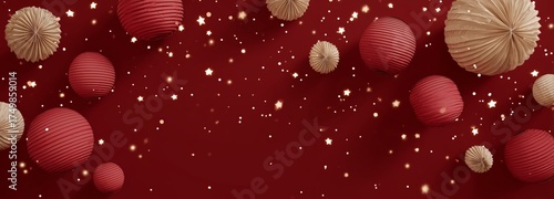 Colorful Paper Lanterns and Sparkling Stars Create a Festive Atmosphere for a...