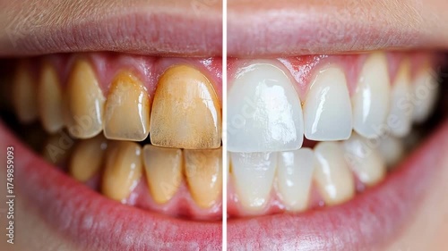 Close-up showing dental whitening results, emphasizing oral health.